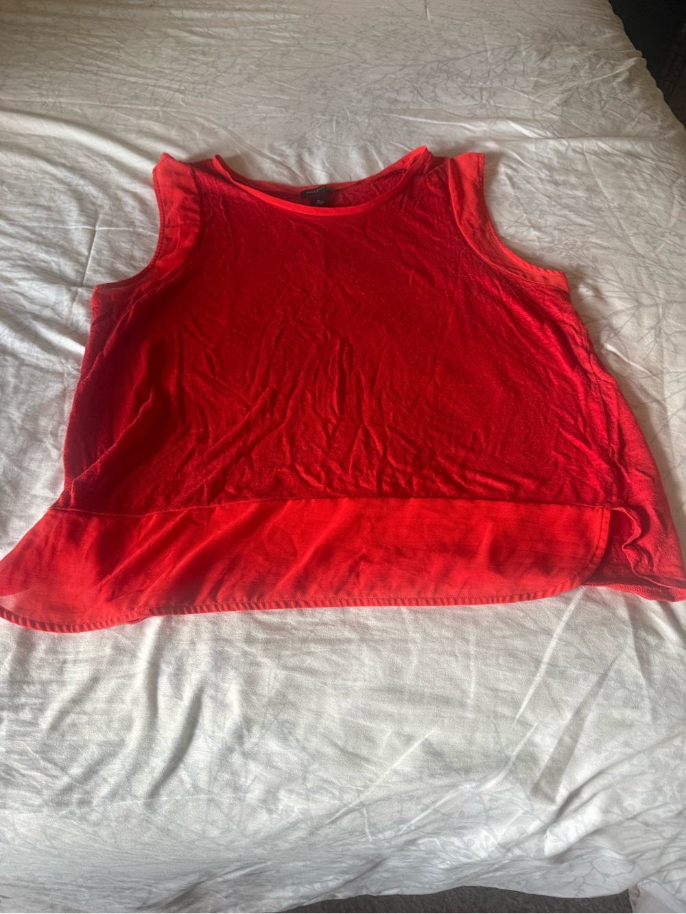 Ann Taylor Women's Red Sleeveless Layered Hem Top